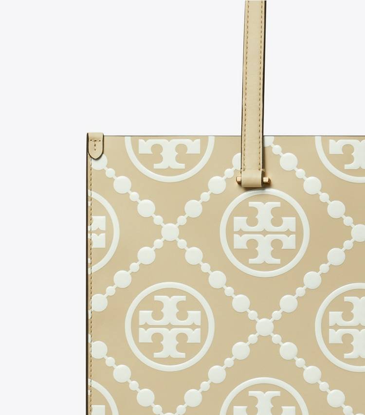 Beige Tote Bags T Monogram Contrast Embossed Tote Women Tory Burch - Image 5