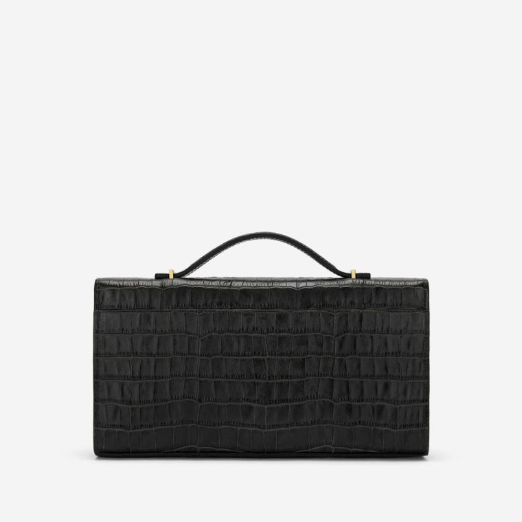 Black Croc-Effect Demellier Women Clutches The Vancouver Clutch - Image 3
