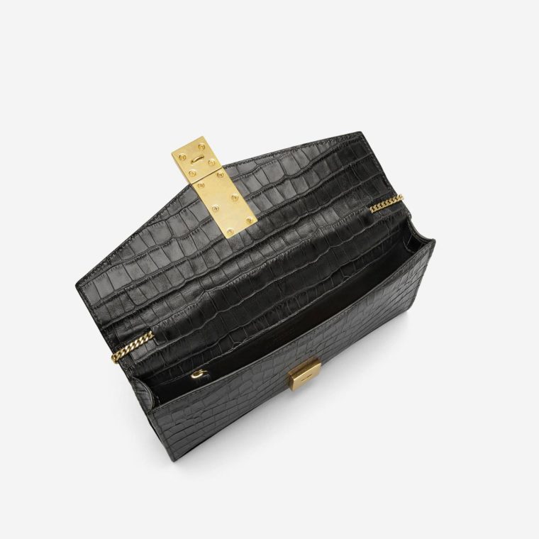 Black Croc-Effect Demellier Women Clutches The Vancouver Clutch - Image 4