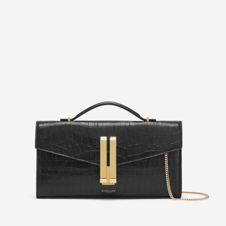 Black Croc-Effect Demellier Women Clutches The Vancouver Clutch