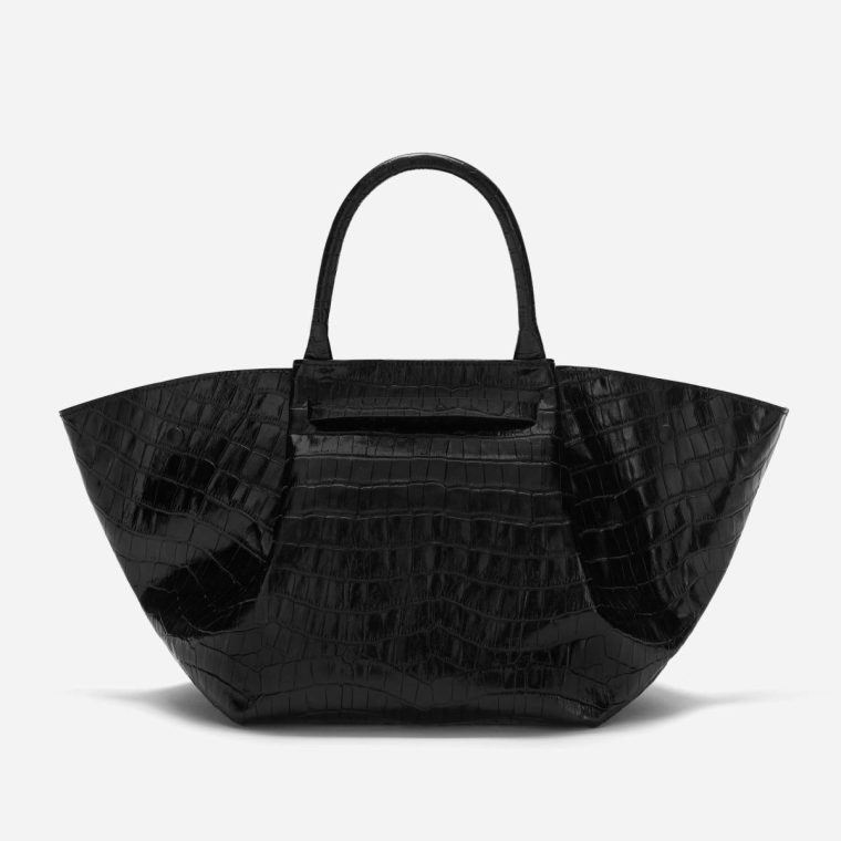 Black Croc-Effect The Midi New York Crossbody Bags Women Demellier - Image 3