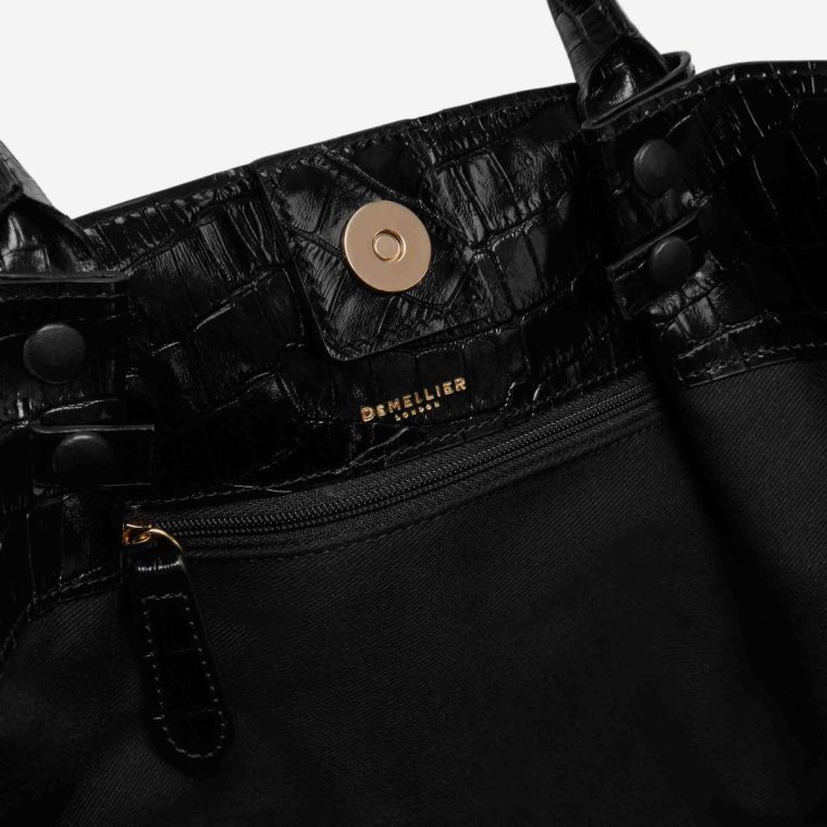 Black Croc-Effect The Midi New York Crossbody Bags Women Demellier - Image 5