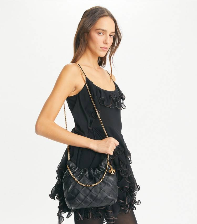 Black Crossbody Bags Tory Burch Mini Fleming Soft Hobo Bag Women - Image 2