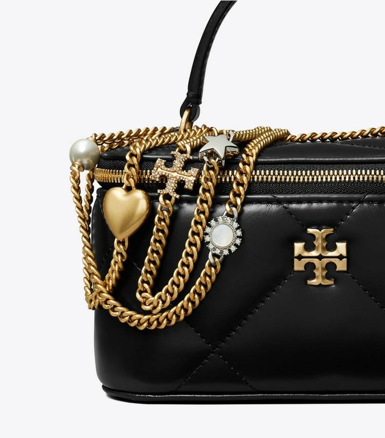 Black Kira Diamond Quilt Charm Vanity Case Mini Bags Tory Burch Women - Image 4