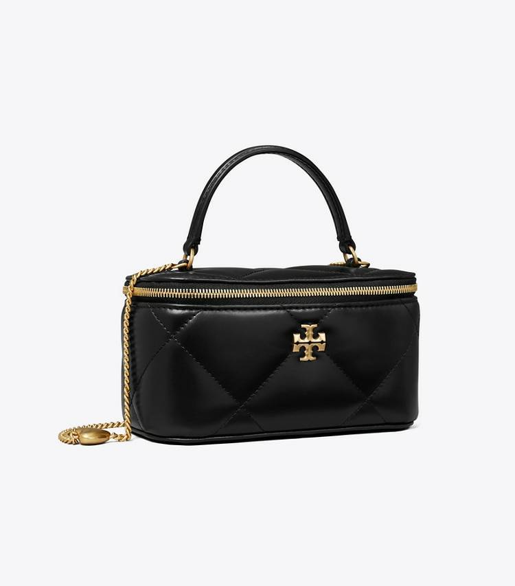 Black Kira Diamond Quilt Charm Vanity Case Mini Bags Tory Burch Women