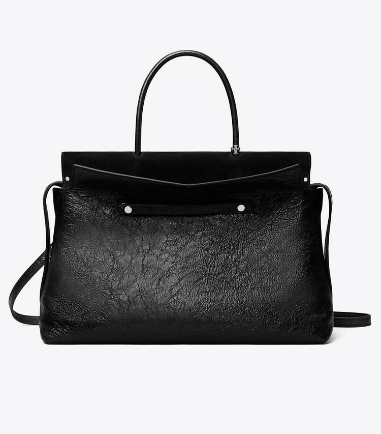 Black Large Mercer Distressed Satchel Tory Burch Satchels Women - Image 4