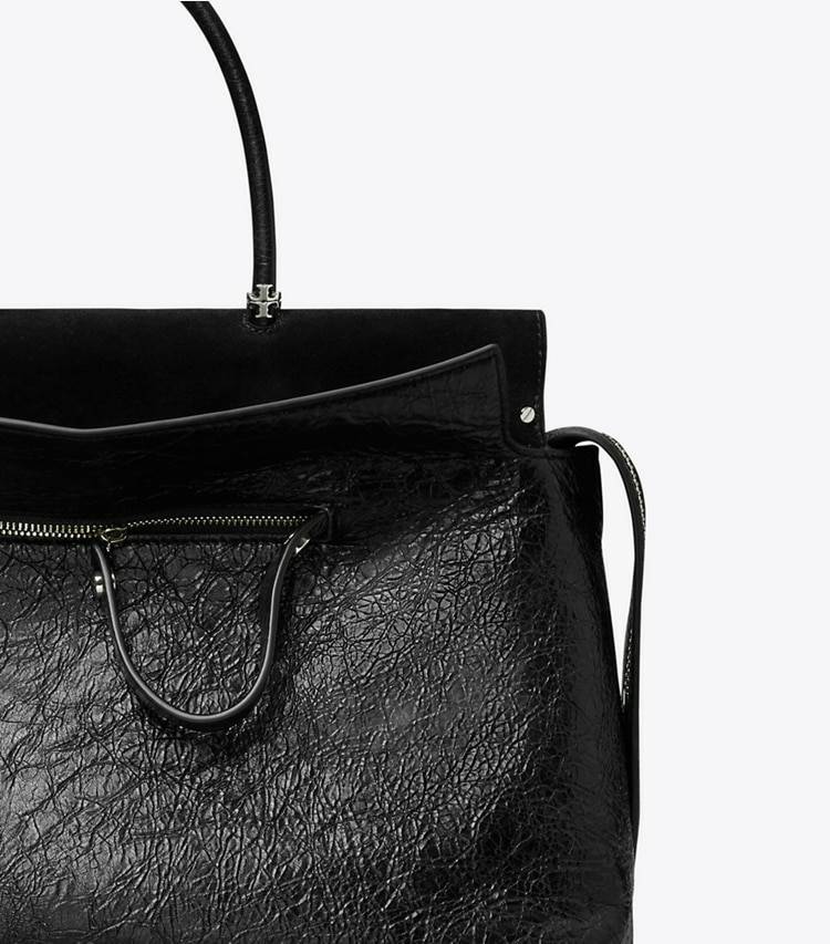 Black Large Mercer Distressed Satchel Tory Burch Satchels Women - Image 5
