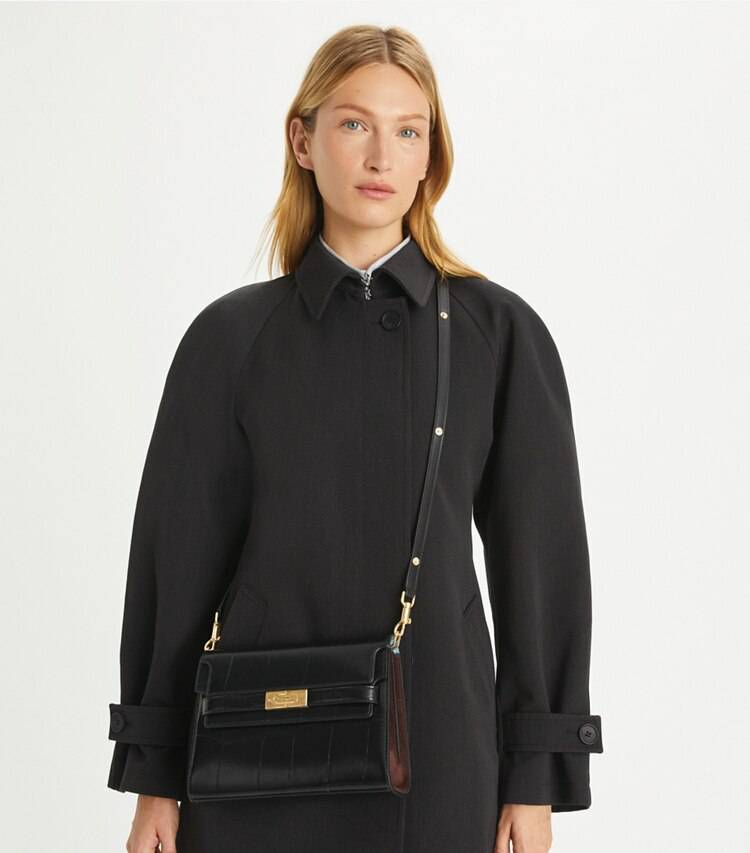 Black Lee Radziwill Croc-Embossed Shoulder Bag Women Shoulder Bags Tory Burch - Image 3