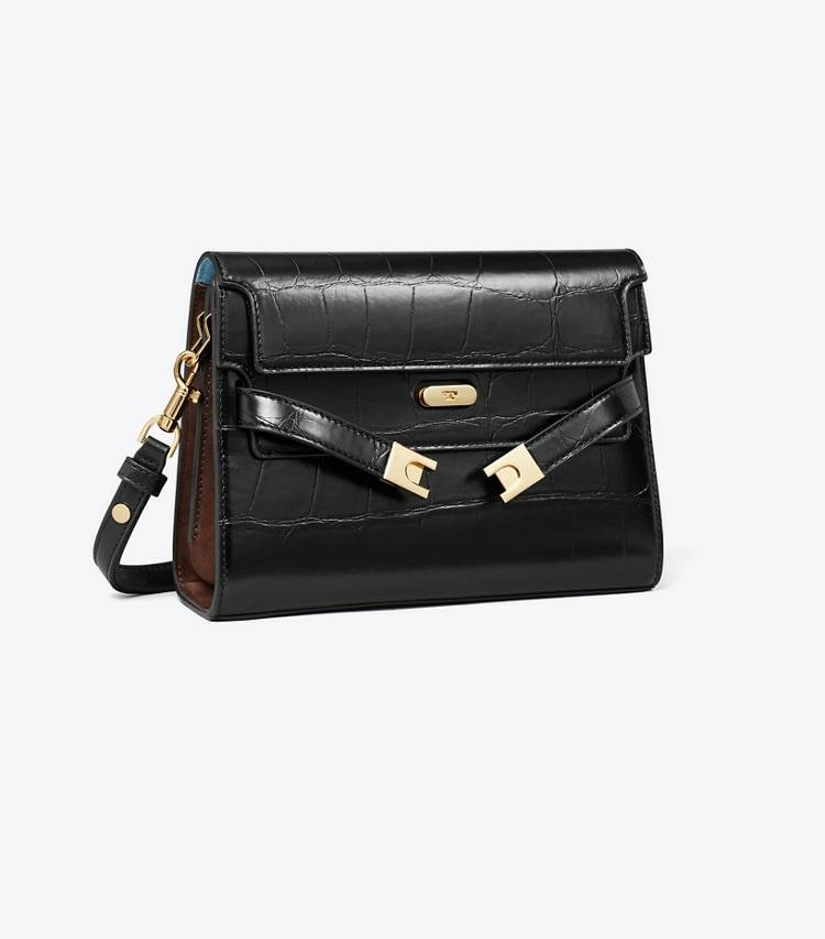 Black Lee Radziwill Croc-Embossed Shoulder Bag Women Shoulder Bags Tory Burch
