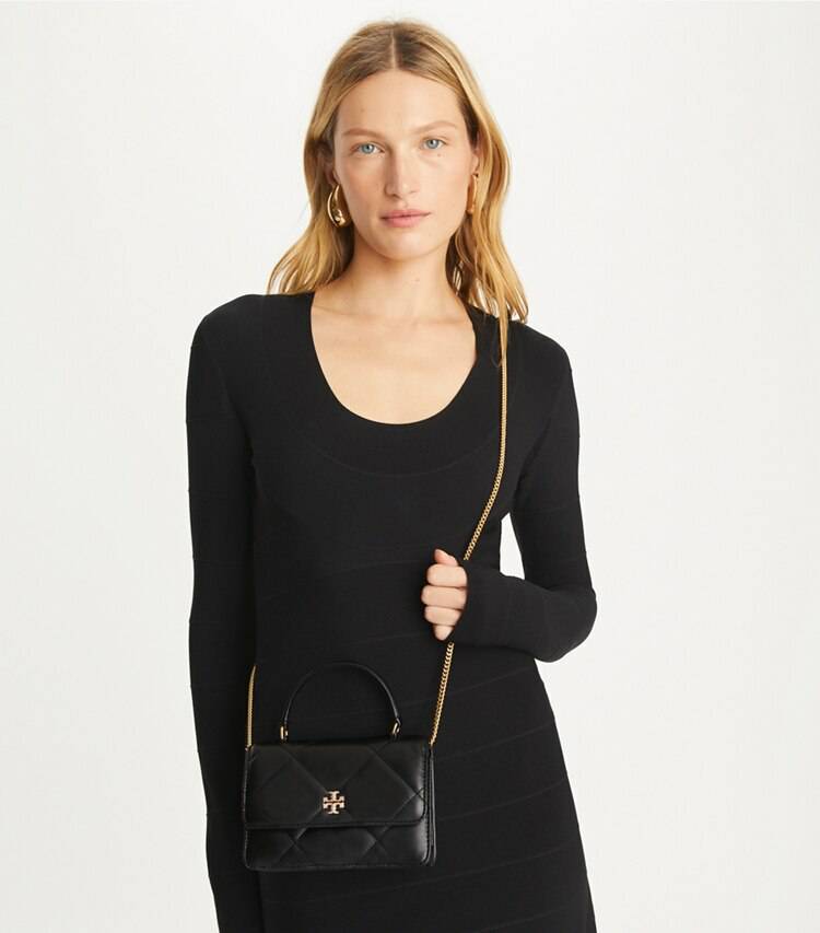 Black Mini Kira Diamond Quilt Pavé Logo Top-Handle Crossbody Mini Bags Tory Burch Women - Image 2