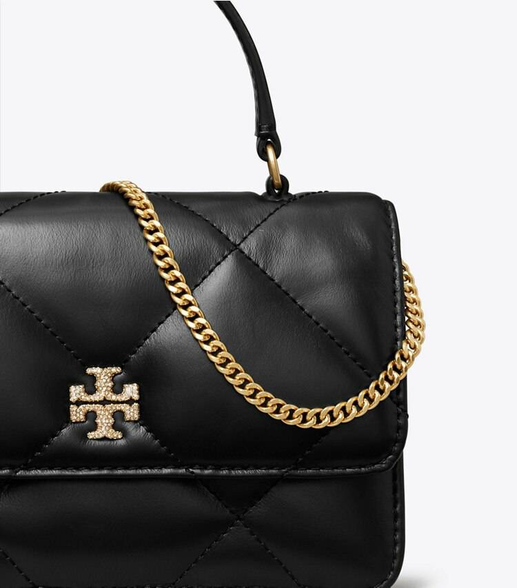 Black Mini Kira Diamond Quilt Pavé Logo Top-Handle Crossbody Mini Bags Tory Burch Women - Image 5