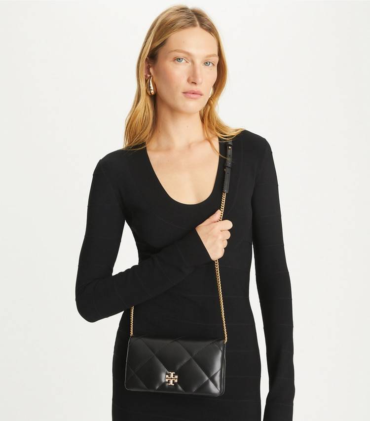Black Tory Burch Women Kira Diamond Quilt Pavé Logo Crossbody Mini Bags - Image 2