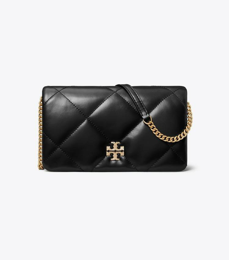 Black Tory Burch Women Kira Diamond Quilt Pavé Logo Crossbody Mini Bags - Image 3