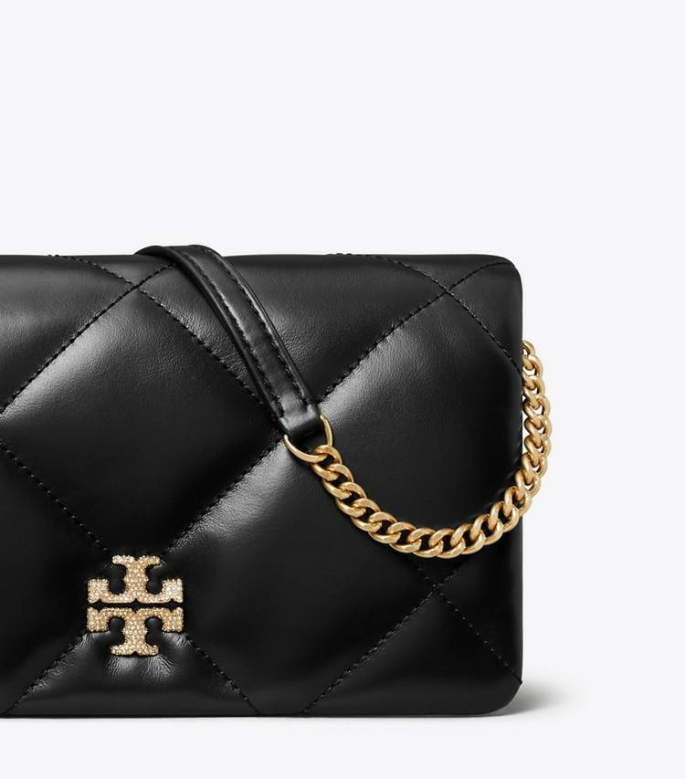 Black Tory Burch Women Kira Diamond Quilt Pavé Logo Crossbody Mini Bags - Image 4