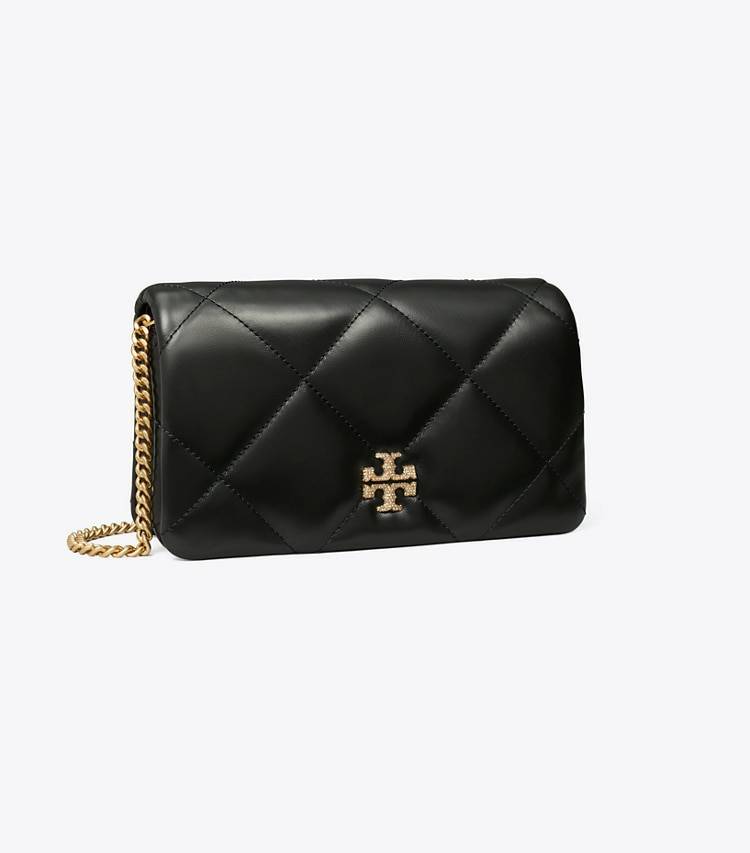 Black Tory Burch Women Kira Diamond Quilt Pavé Logo Crossbody Mini Bags