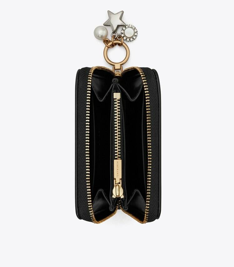 Black Wallets Small Kira Diamond Quilt Charm Zip-Around Wallet Tory Burch Women - Image 3