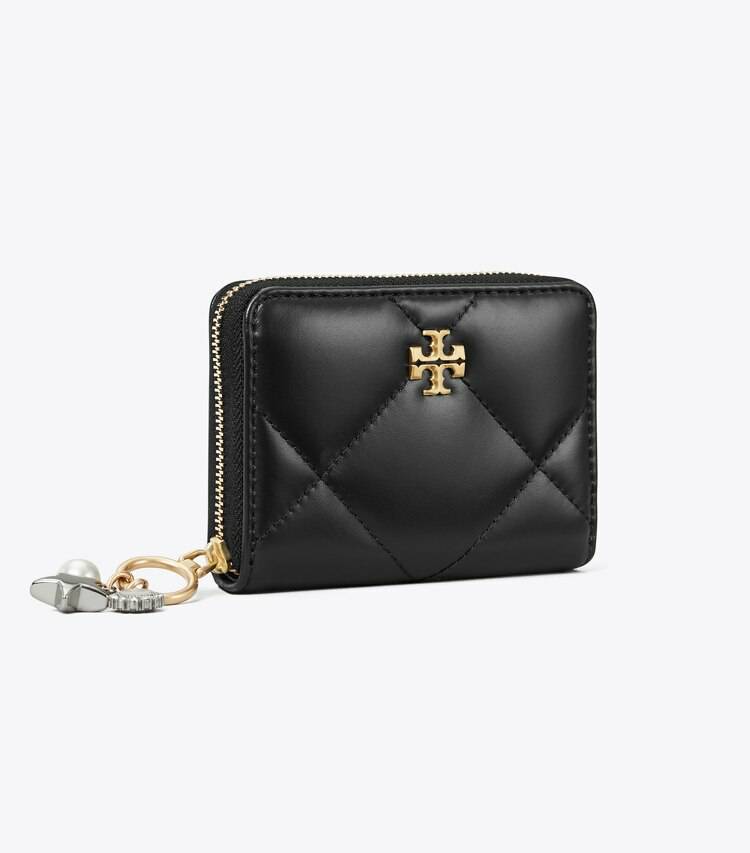 Black Wallets Small Kira Diamond Quilt Charm Zip-Around Wallet Tory Burch Women