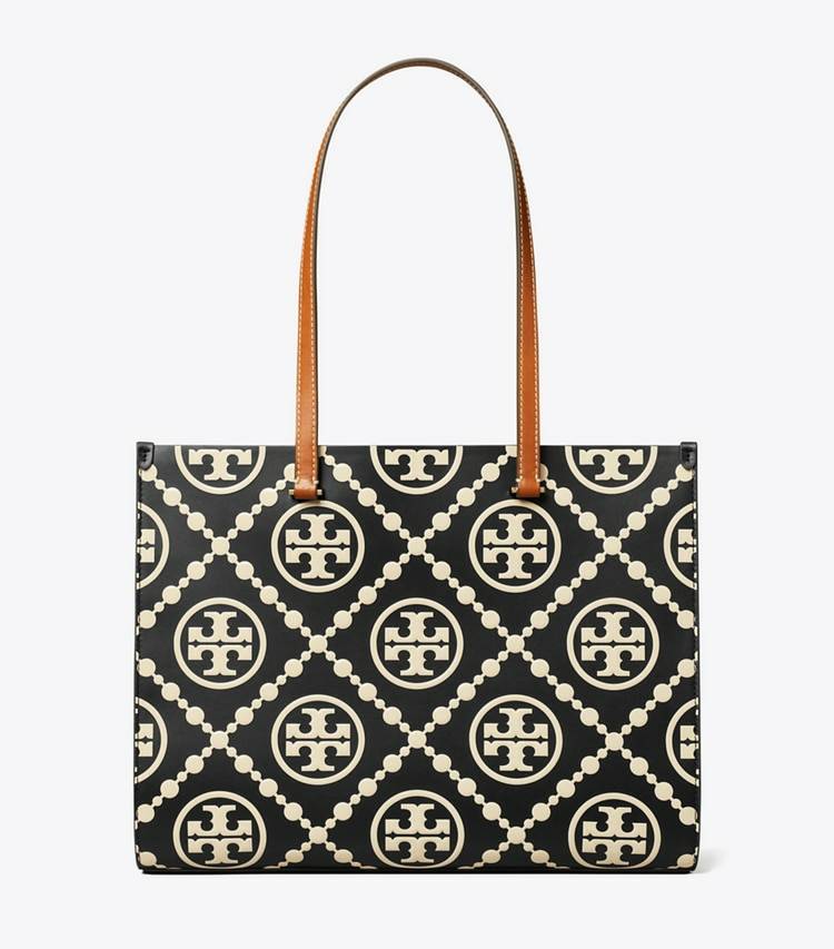 Black/White Tory Burch T Monogram Contrast Embossed Tote Women Tote Bags - Image 3