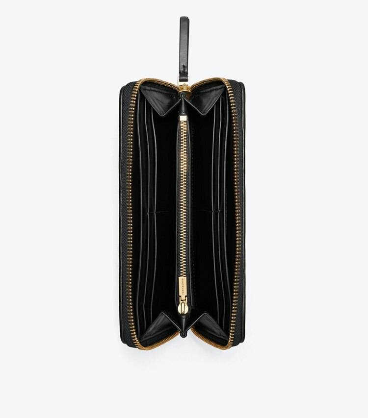 Black Women Kira Diamond Quilt Zip Continental Wallet Wallets Tory Burch - Image 3