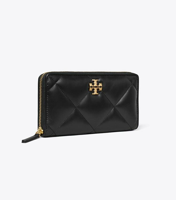 Black Women Kira Diamond Quilt Zip Continental Wallet Wallets Tory Burch