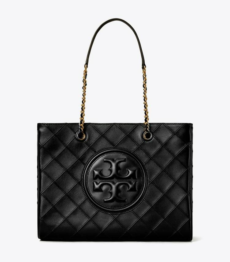 Black Women Tote Bags Fleming Soft Chain Tote Tory Burch - Image 3