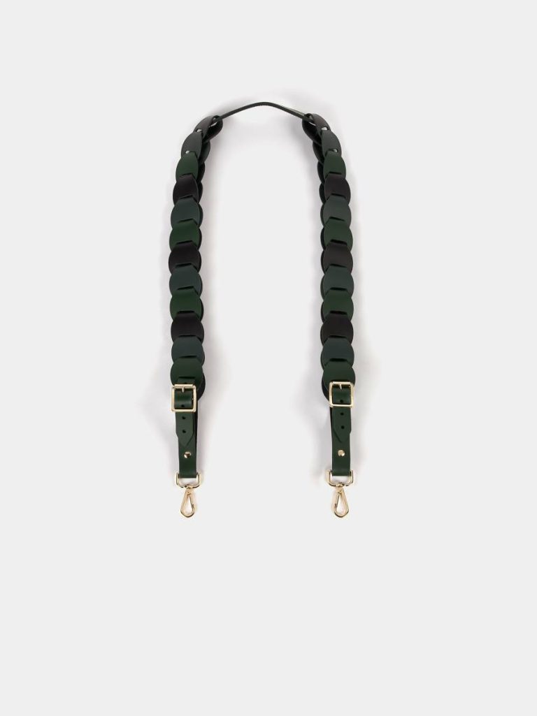 Cambridge Satchel The Link Strap - Racing Green Tri-Colour & Pale Gold Hardware Women Crossbody