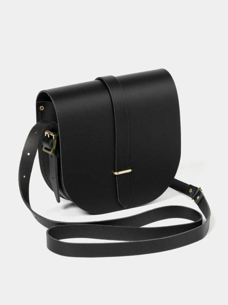 Cambridge Satchel The Saddle Bag - Black & Gold Crossbody Women - Image 3