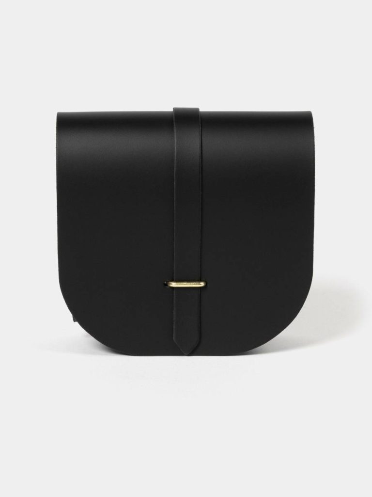 Cambridge Satchel The Saddle Bag - Black & Gold Crossbody Women