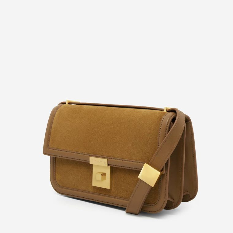 Caramel Suede & Caramel Smooth Demellier Crossbody Bags Women The Paris Crossbody - Image 3