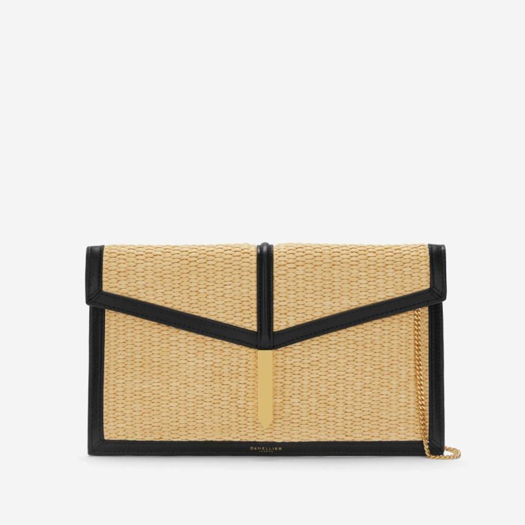 Clutches The Tokyo Clutch Black Smooth Warm Raffia Women Demellier