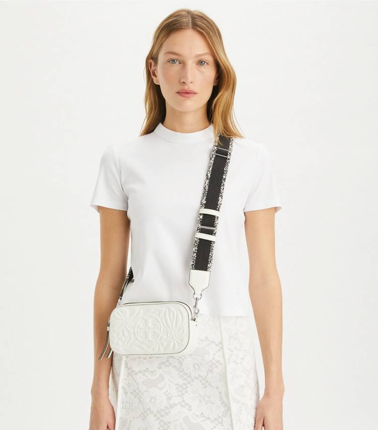 Crossbody Bags Blanc Tory Burch Mini Miller Floral Embossed Crossbody Bag Women - Image 2