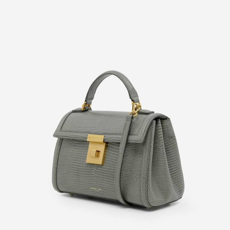 Crossbody Bags The Paris Stone Grey Lizard-Effect Demellier Women - Image 3