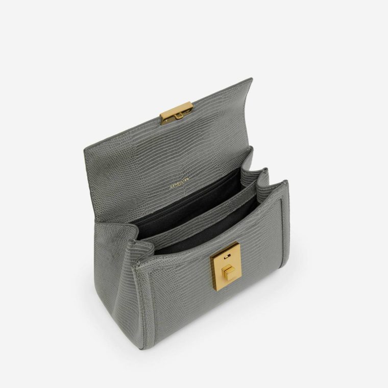 Crossbody Bags The Paris Stone Grey Lizard-Effect Demellier Women - Image 5