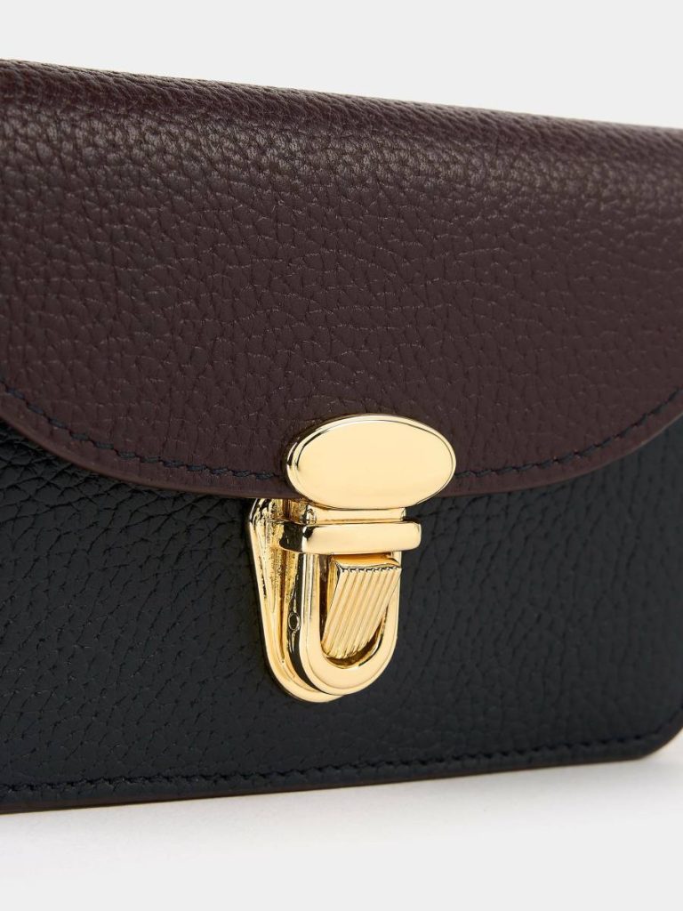 Crossbody Cambridge Satchel Women The Small Push Lock Purse - Bordeaux, Midnight & Clay Madras Grain - Image 3