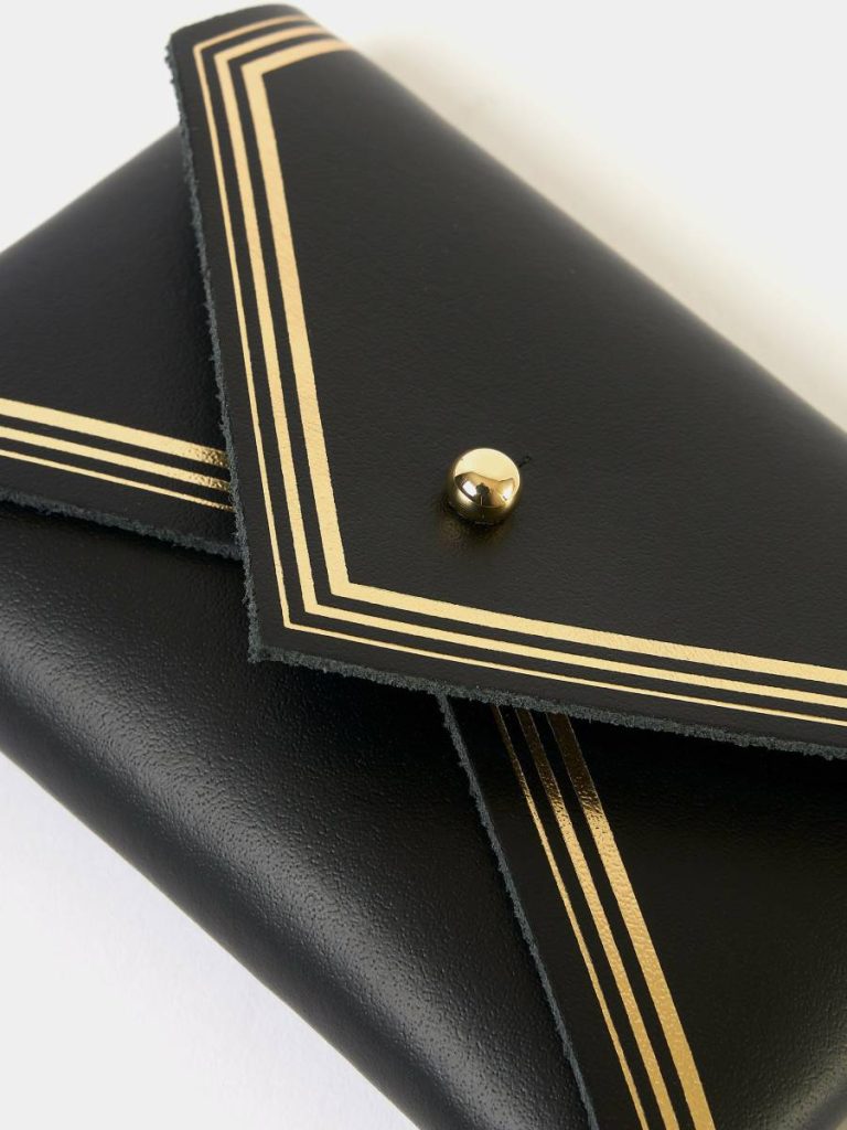 Crossbody Women Cambridge Satchel The Mini Purse - Black With Gold Foiling - Image 3
