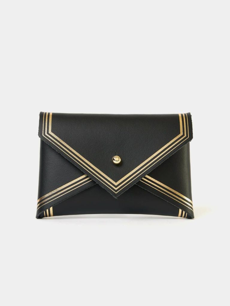 Crossbody Women Cambridge Satchel The Mini Purse - Black With Gold Foiling