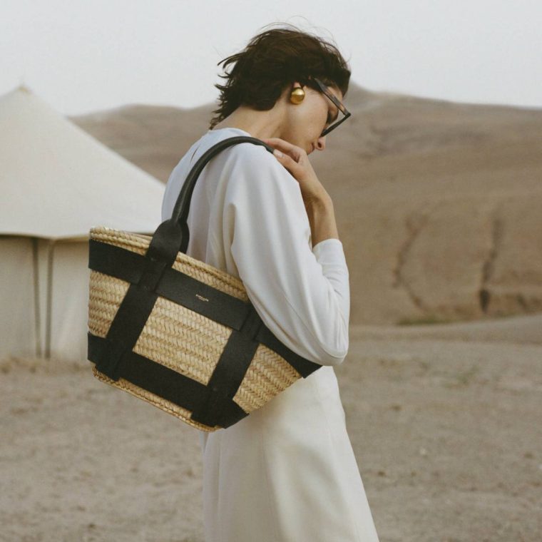 Demellier Natural Basket Black Smooth Women The Santorini Shoulder Bags - Image 2
