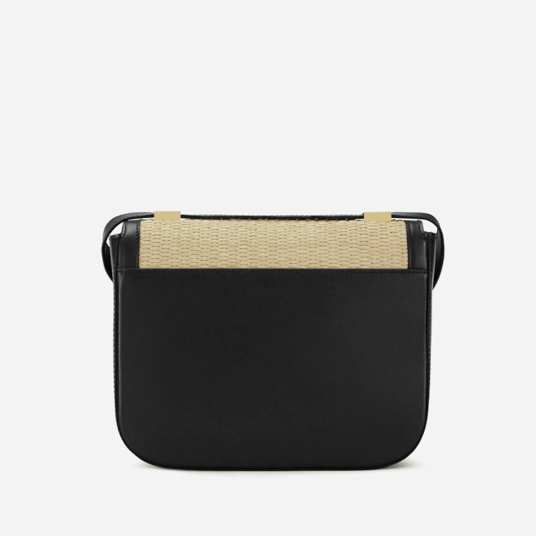 Demellier Natural Raffia Black Smooth Women Crossbody Bags The Vancouver - Image 3