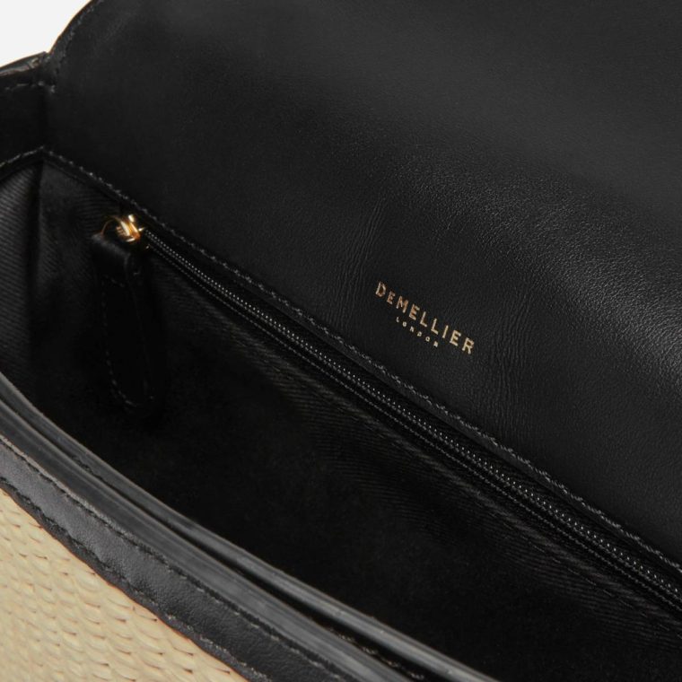 Demellier Natural Raffia Black Smooth Women Crossbody Bags The Vancouver - Image 5