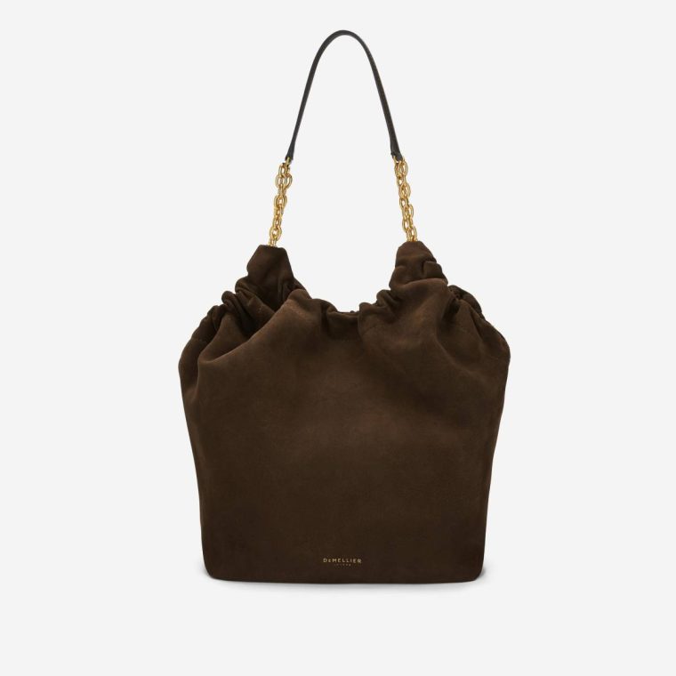 Demellier The Miami Women Mocha Suede & Mocha Smooth Shoulder Bags