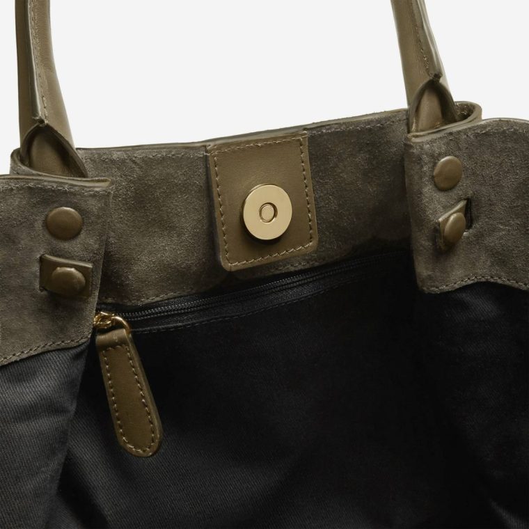 Demellier The Midi New York Crossbody Bags Olive Suede & Olive Smooth Women - Image 5