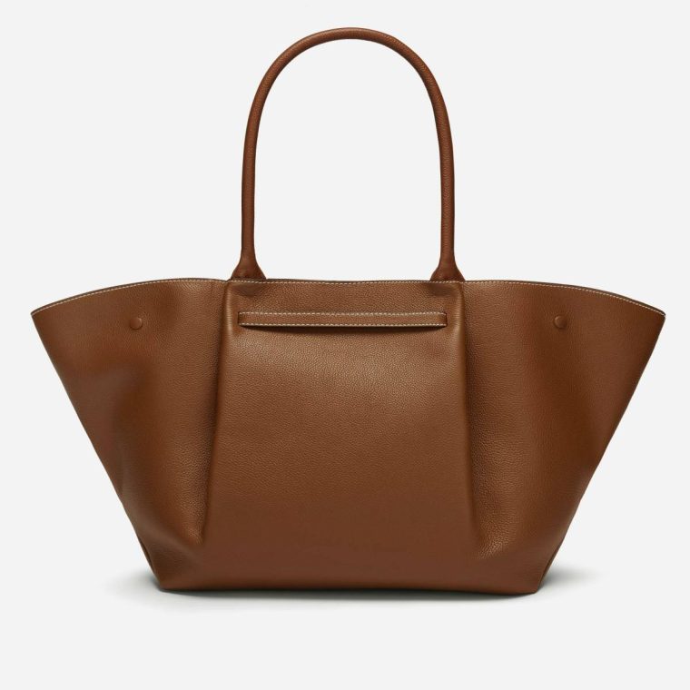 Demellier The New York Women Shoulder Bags Tan Small Grain Ecru Stitching - Image 4