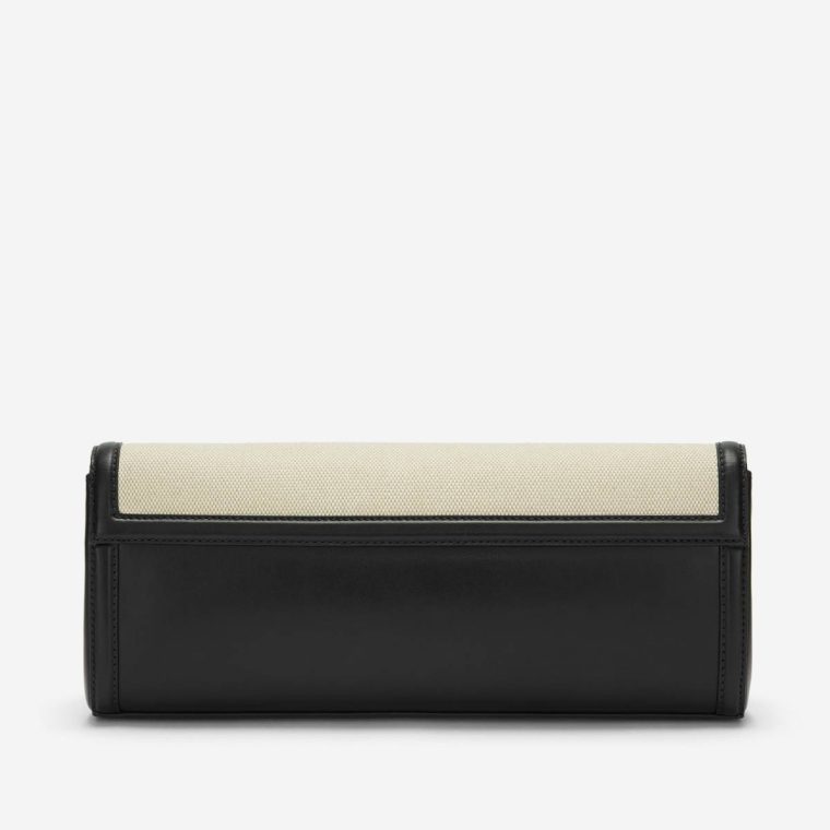 Demellier The Paris Clutch Women Clutches Salt & Pepper Canvas Black Smooth - Image 3