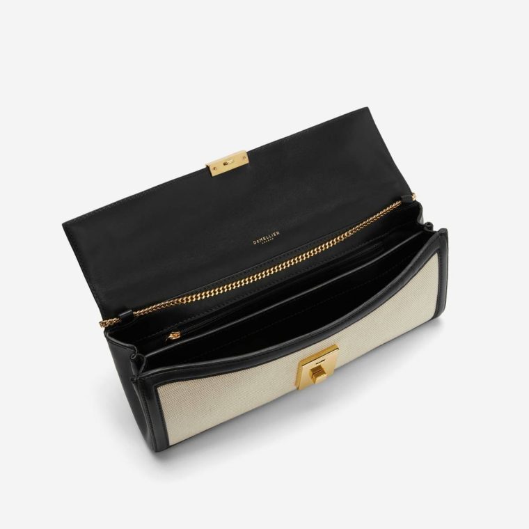 Demellier The Paris Clutch Women Clutches Salt & Pepper Canvas Black Smooth - Image 4