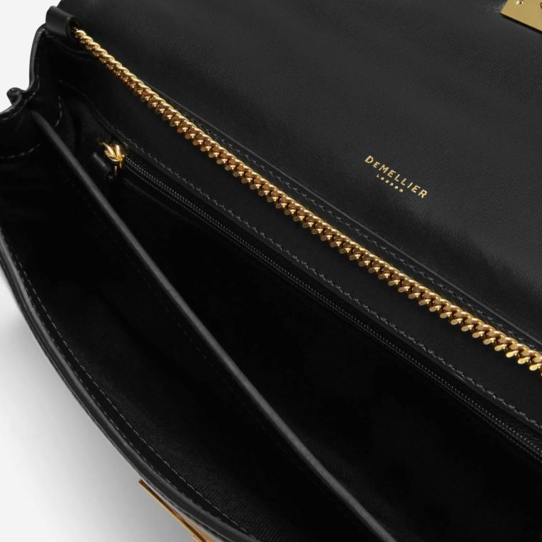 Demellier The Paris Clutch Women Clutches Salt & Pepper Canvas Black Smooth - Image 5