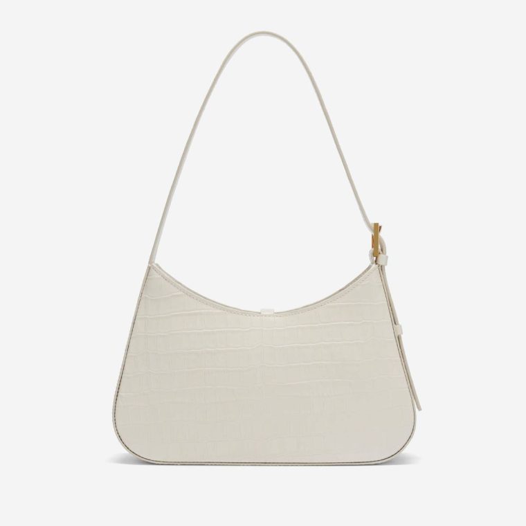 Demellier The Tokyo Off-White Croc-Effect Women Shoulder Bags - Image 4