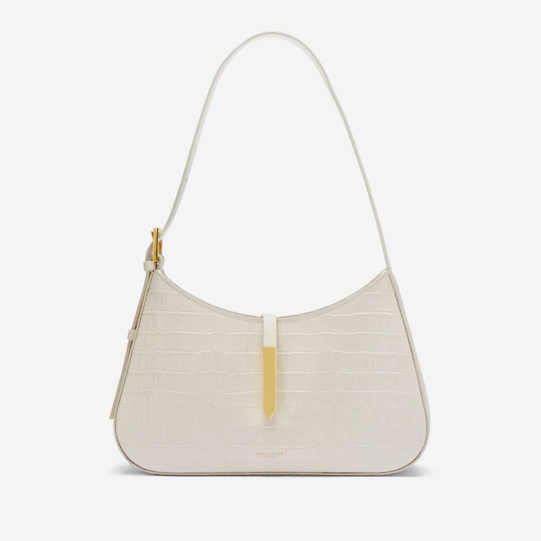 Demellier The Tokyo Off-White Croc-Effect Women Shoulder Bags