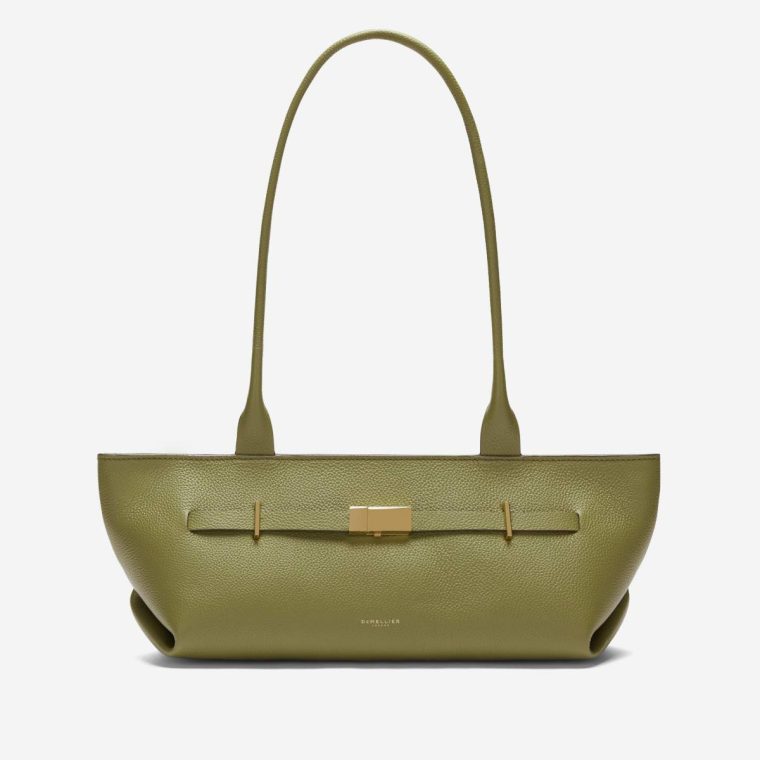 Demellier Women Light Olive Small Grain The New York Shoulder Shoulder Bags