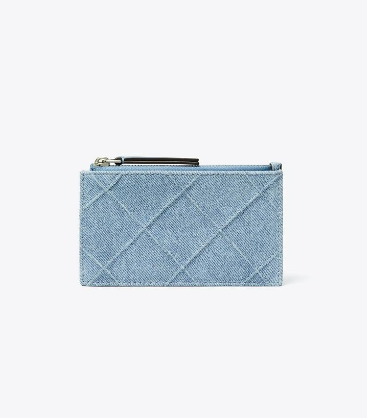 Denim Fleming Denim-Print Suede Zip Card Case Women Card Cases Tory Burch - Image 2