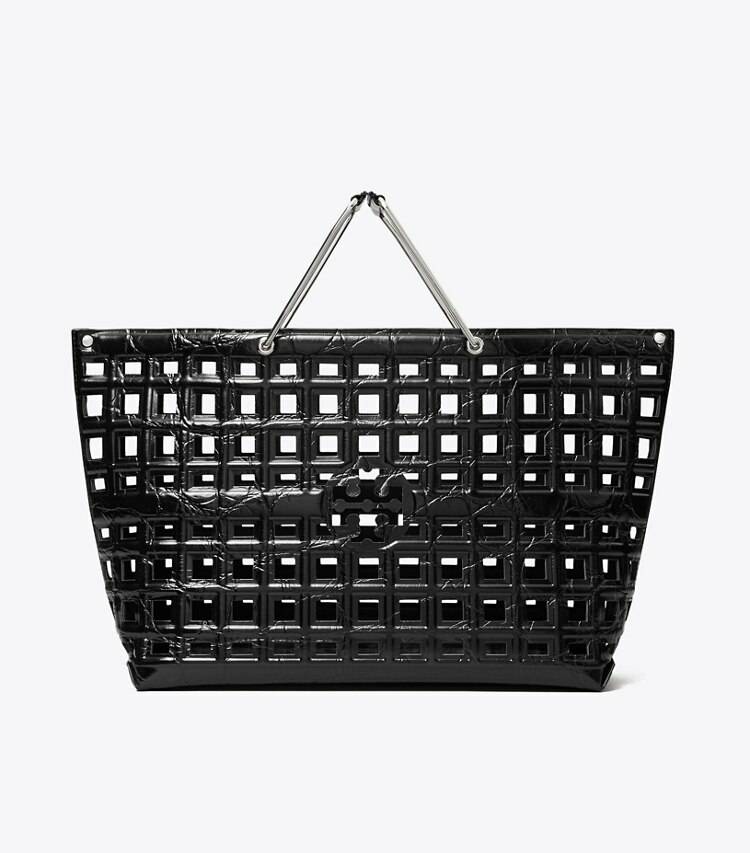 Ella Croc-Embossed Market Tote Tote Bags Women Black Tory Burch - Image 3